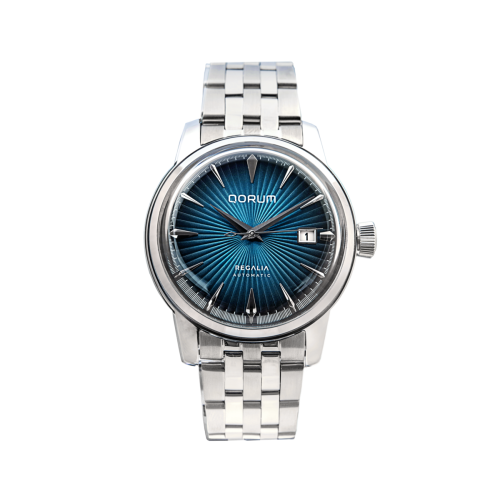 Qorum Regalia Men’s Automatic Watch – Midnight Blue Dial, Date Display, Stainless Steel Strap