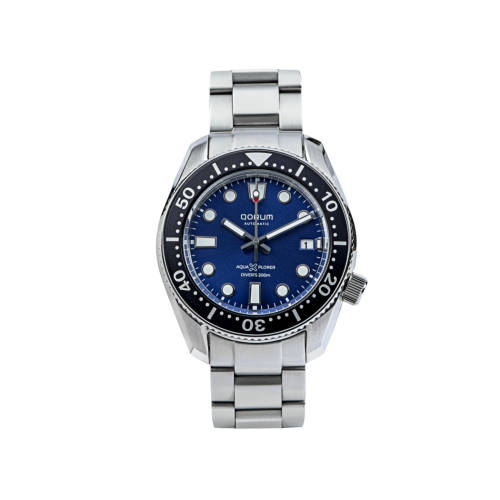Qorum AquaXplorer Men’s Automatic Watch – Royal Blue Dial, Date Display, Stainless Steel Strap