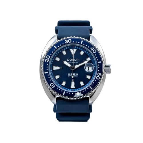 Qorum Reef Men’s Automatic Watch – Royal Blue Dial, Date Display, Silicon Strap 