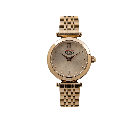 Qorum Katha Ladies Watch – Rose Gold Dial, Rose Gold plated Stainless Steel Strap